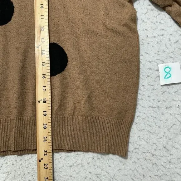 T Tahari Women's Large Long Sleeve Pullover Sweater Brown Black Polka Dot - Picture 9 of 12